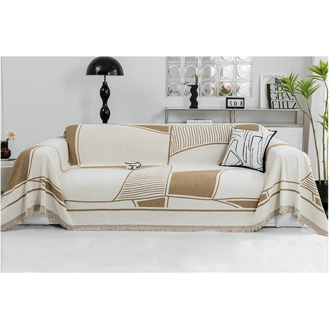 Divano confortevole KnSam Home Coperta motivo geometrico, bianco