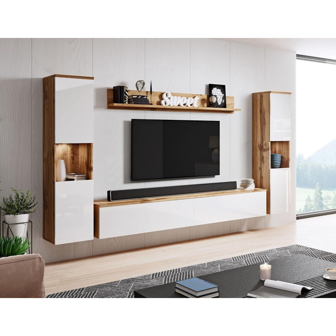 Mobile funzionale con ripiani con illuminazione LED bianco