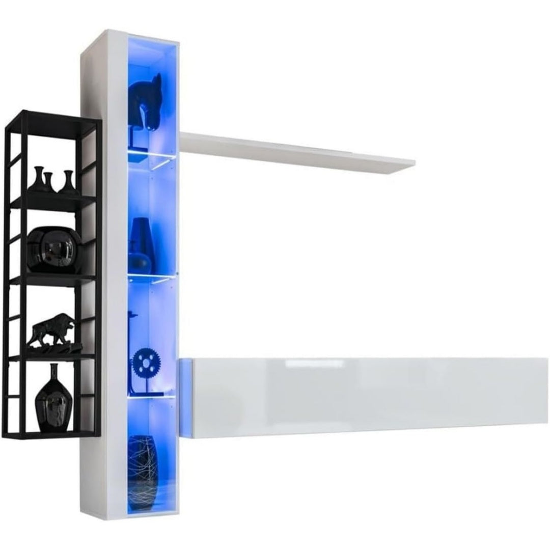 Mobile funzionale bianco con illuminazione LED stile industriale