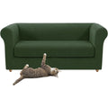 Seduta imbottita verde con braccioli stile vintage