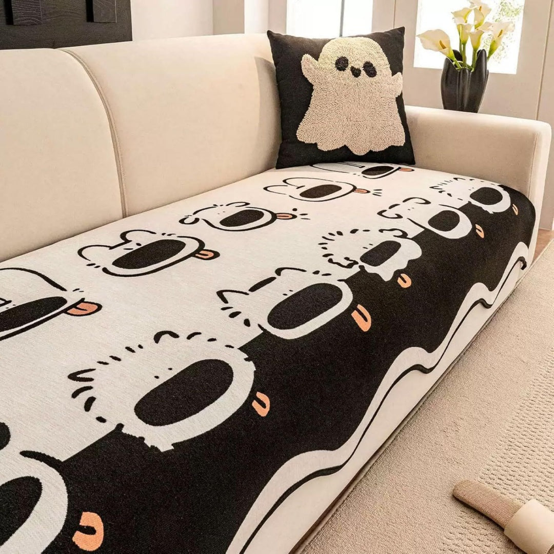 Divano confortevole Copridivano Ciniglia Stile Moderno, Protezione nero