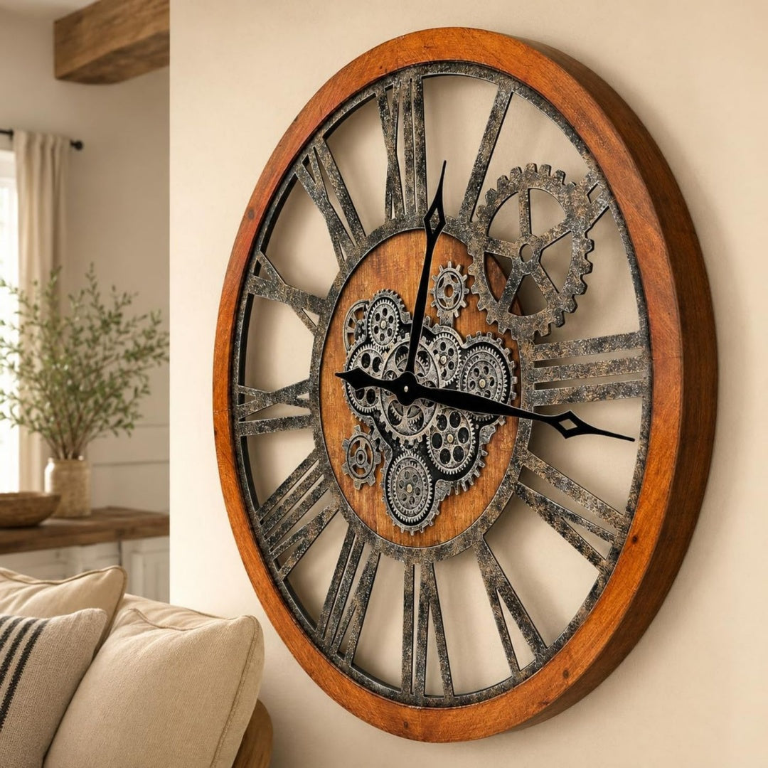 Orologi da parete marrone con ante stile industriale