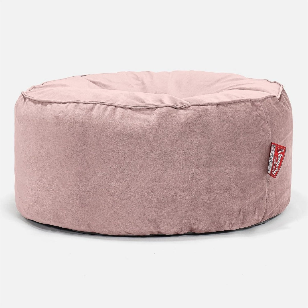 Pouf da soggiorno rosa con poggiapiedi rivestimento in tessuto