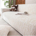 Seduta imbottita beige con ante con braccioli