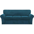 Divano confortevole blu con braccioli rivestimento in tessuto